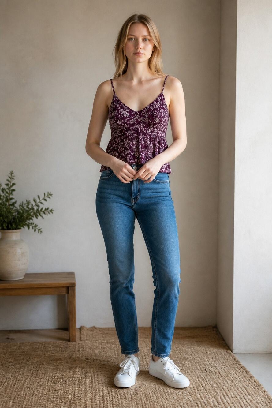 Abercrombie & Fitch Burgundy Red White Floral Smocked Peplum Cami Tank Top Sz XS